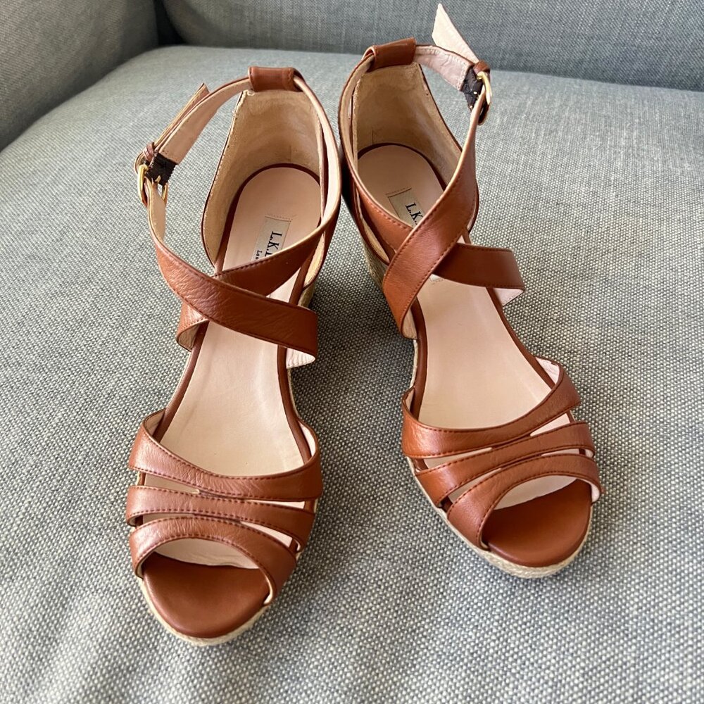 LK Bennett Priya Espadrille Wedge Sandal in Brown; Size 6.5 EU 37.5  EUC - Picture 3 of 10
